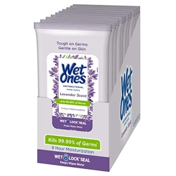 Wet Ones Antibacterial Hand Wipes - Lavender Moisturizing Travel Wipes (10 pack)