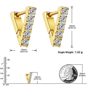 Geometric 14K Gold Huggie Hoops for Women - BUEMMR