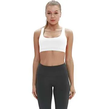 icyzone Workout Sports Bras for Women - Women's Running Yoga Bra, Activewear Top, Athletic Fitness Clothes (Off White, M)