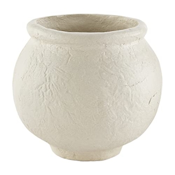 Handcrafted Mud Pie Paper Mache White Vase 7x7.73 Dia