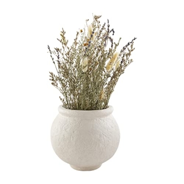 Handcrafted Mud Pie Paper Mache White Vase 7x7.73 Dia