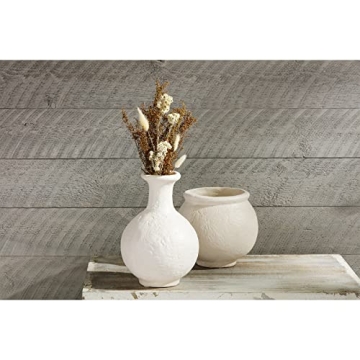 Handcrafted Mud Pie Paper Mache White Vase 7x7.73 Dia