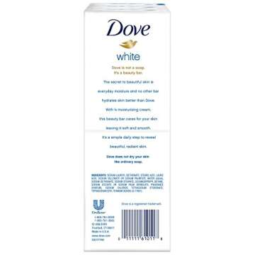 Dove Beauty Bar Unscented, Moisturizing Skin Care 6 Bars