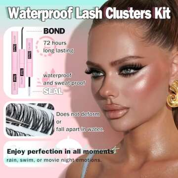 Left Right Natural Lash Clusters Kit Wispy Lashes Extension Kit DIY Eyelash Extensions Kit Waterproof Cluster Eyelashes Kit with D Curl Paired Fluffy Eyelash Clusters Bond and Seal Lash Tweezers