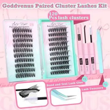 Left Right Natural Lash Clusters Kit Wispy Lashes Extension Kit DIY Eyelash Extensions Kit Waterproof Cluster Eyelashes Kit with D Curl Paired Fluffy Eyelash Clusters Bond and Seal Lash Tweezers