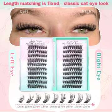 Left Right Natural Lash Clusters Kit Wispy Lashes Extension Kit DIY Eyelash Extensions Kit Waterproof Cluster Eyelashes Kit with D Curl Paired Fluffy Eyelash Clusters Bond and Seal Lash Tweezers