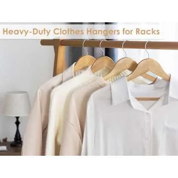 StorageWorks Wooden Coat Hanger, Wood Clothes Hangers 20 Pack, Natural Wood Color, Natural Wood Hangers for Coats, Shirts, Jackets, Pants, Suits