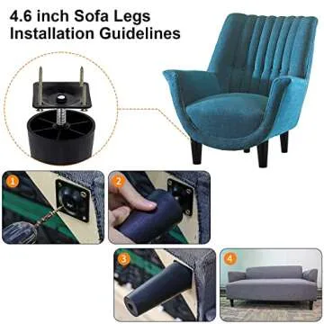 GGLTECK 4.6 Inch Durable Plastic Sofa Legs - Pack of 4
