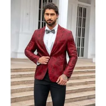 Cloudstyle Slim Fit Paisley Suit Jacket for Men