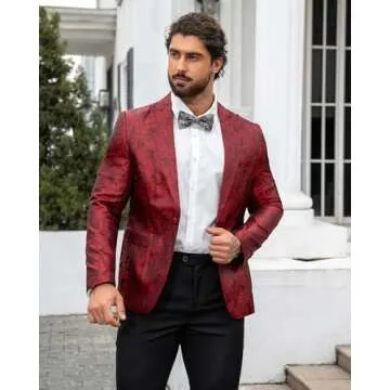Cloudstyle Slim Fit Paisley Suit Jacket for Men