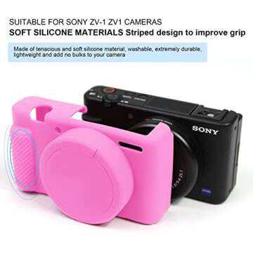 Easy Hood Camera Case for Sony ZV-1 Camera Removable Lens Cover,Anti-Scratch Silicone Soft Camera Ca...