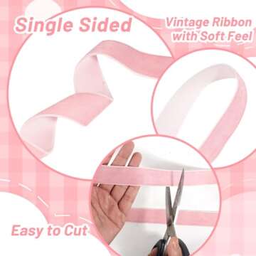 Pink Velvet Ribbon Set for Gift Wrapping and Crafts
