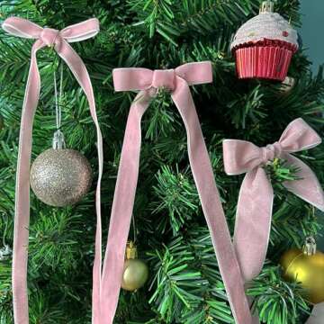 Pink Velvet Ribbon Set for Gift Wrapping and Crafts