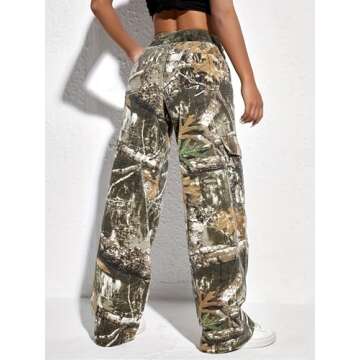 SESERAGI Cargo Pants Women Baggy Streetwear Y2K Drawstring Trousers Wide Leg Pants Multicolor M