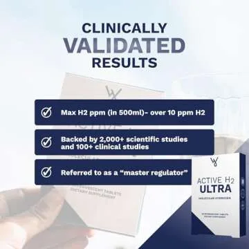Active H2 Ultra Hydrogen Water Tablet - Optimize Health, Support Immunity, and Balance Antioxidants with Benefits of Molecular Hydrogen (1 Bottle, 60 Tablets)