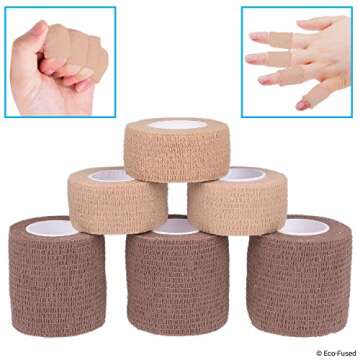 Self Adhering Bandage - Sport Injury Wrap Tape - Pack of 6 - Supports Muscles and Joints - Easy to Apply and Tear - Does not Stick to your Skin - Elastic, Water Repellent, Breathable - Relieves Stress