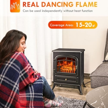 HOMCOM 22" Electric Fireplace Heater - Freestanding Cozy Stove