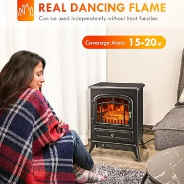 HOMCOM 22" Electric Fireplace Heater - Freestanding Cozy Stove