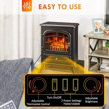 HOMCOM 22" Electric Fireplace Heater - Freestanding Cozy Stove