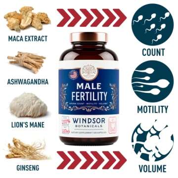 Comprehensive Male Fertility Support Supplement with Maca Root, 120 Capsules