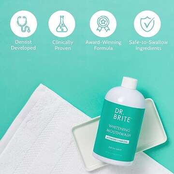 Dr. Brite Natural Whitening Mouthwash, Alcohol-Free, Doctor Formulated to Prevent Bad Breath - Mint, 16 oz