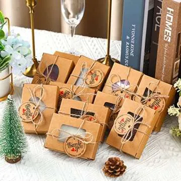Kosiz 100 Pcs Soap Boxes Packaging Soap Kraft Boxes for Homemade with Clear Windows 3.9 x 2.8 x 1.2 Inch Empty, Making Supplies, Present Treat Gift Box for Bakery Party Favor(Brown)