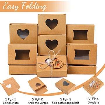 Kosiz 100 Pcs Soap Boxes Packaging Soap Kraft Boxes for Homemade with Clear Windows 3.9 x 2.8 x 1.2 Inch Empty, Making Supplies, Present Treat Gift Box for Bakery Party Favor(Brown)