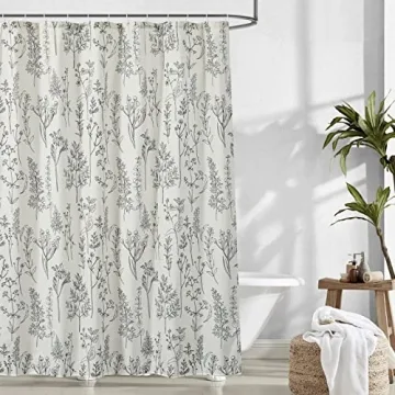 Estmy Extra Long Vintage Botanical Bathroom Shower Curtain 84'' Long