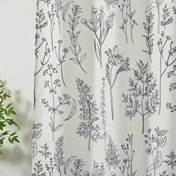 Estmy Extra Long Vintage Botanical Bathroom Shower Curtain 84'' Long