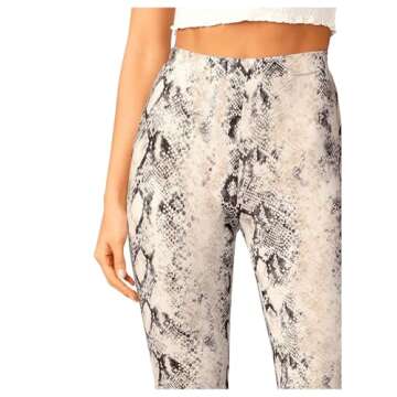 WDIRARA Women's Snakeskin High Waist Casual Flare Bell Bottom Stretch Long Pants Multicolor S
