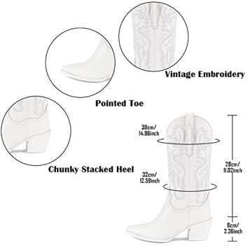 Mattiventon Women's Vintage Embroidery Cowboy Boots