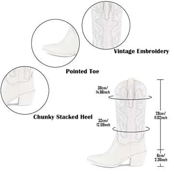 Mattiventon Women's Vintage Embroidery Cowboy Boots
