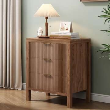 JZXSHD Nightstand with 6 Drawers, Dresser and Nightstand Sets, Bedside Tables, Mid Century Nightstands with 6 Wide Drawers for Bedroom, Kids’ Room, Hallway - Walnut