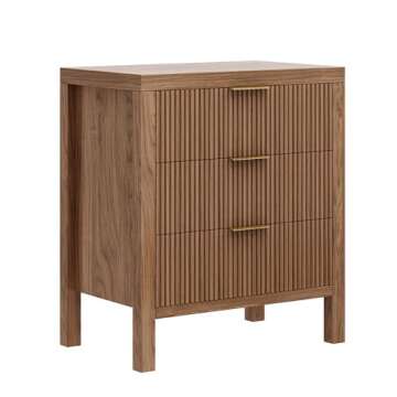 JZXSHD Nightstand with 6 Drawers, Dresser and Nightstand Sets, Bedside Tables, Mid Century Nightstands with 6 Wide Drawers for Bedroom, Kids’ Room, Hallway - Walnut
