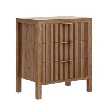 JZXSHD Nightstand with 6 Drawers, Dresser and Nightstand Sets, Bedside Tables, Mid Century Nightstands with 6 Wide Drawers for Bedroom, Kids’ Room, Hallway - Walnut