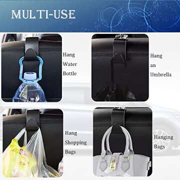 Smeyta Car Seat Headrest Hook 4 Pack Hanger,Car Headrest Hook for Purse and Bag,Universal Vehicle Storage Organizer(Pink,4Pack)