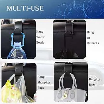 Smeyta Car Seat Headrest Hook 4 Pack Hanger,Car Headrest Hook for Purse and Bag,Universal Vehicle Storage Organizer(Pink,4Pack)