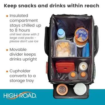 High Road Large CarHop Car Seat Organizer for the Front or Back Seat for Kids and Adults with Cup Holder Tray, Side Pockets and Cooler Compartment
