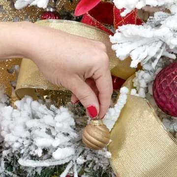 AuldHome Mercury Glass Finial Ornaments (Set of 12, Gold, Small); Distressed Metal Antique Style Christmas Tree Decorations; 1.3 to 2-Inch Size