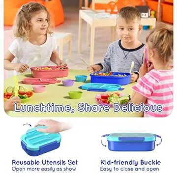 TIME4DEALS Kids Bento Box - Leakproof, 4 Compartments, 44oz