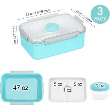 3 Pack Salad Food Storage Containers for Lunch