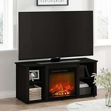 Furinno Jensen Entertainment Center with Fireplace