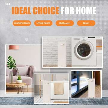 Caroeas Laundry Basket on Wheels, Slim Laundry Hamper Collapsible with Note Cards Waterproof Corner Hamper with Lid Breathable Mesh Cover (Slim 22 inch,Beige)