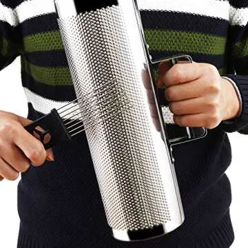 EASTROCK Stainless Steel Guiro Shaker 12" 4" Percussion Instrument with Scraper, Professional Band Accompaniment Sand Hammer Guiro Musical Training Tool