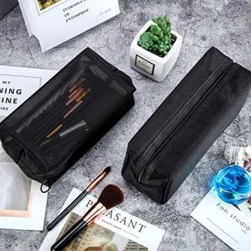 6 Mesh Makeup Bags for Travel and Daily Organization