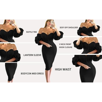 Memoriesea Women's Midi Dress Sexy Off Shoulder Style