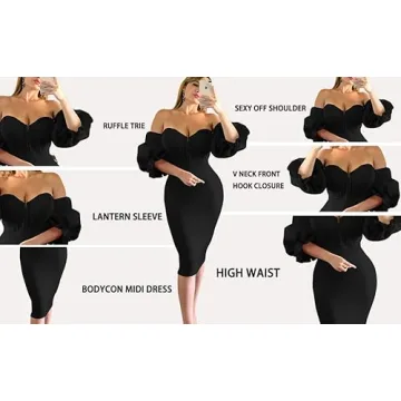 Memoriesea Women's Midi Dress Sexy Off Shoulder Style