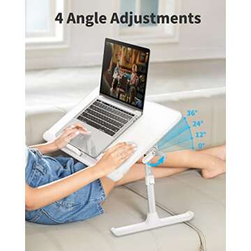 Adjustable Portable Laptop Bed Table with Storage Drawer