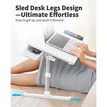 Adjustable Portable Laptop Bed Table with Storage Drawer