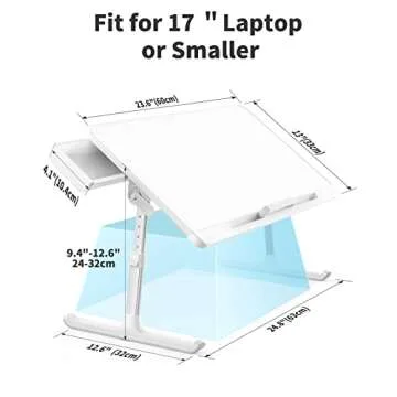 Adjustable Portable Laptop Bed Table with Storage Drawer